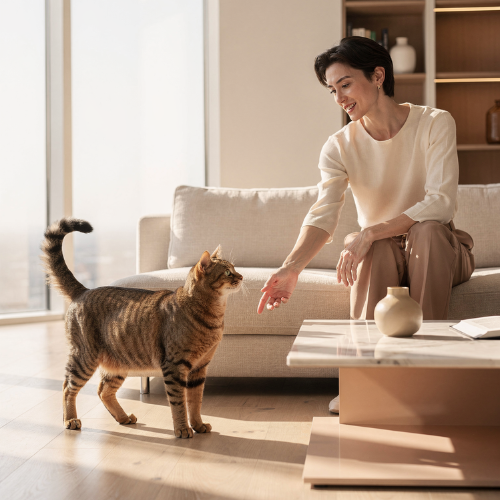 Frau Sofa Katze