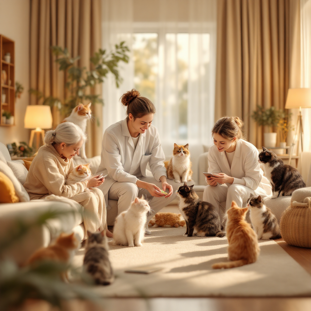 Viele Katzen und Frauen